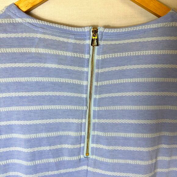 Sail to Sable Blue White Textured Rope Stripe Knit Long Sleeve Dress Size L - Picture 9 of 15